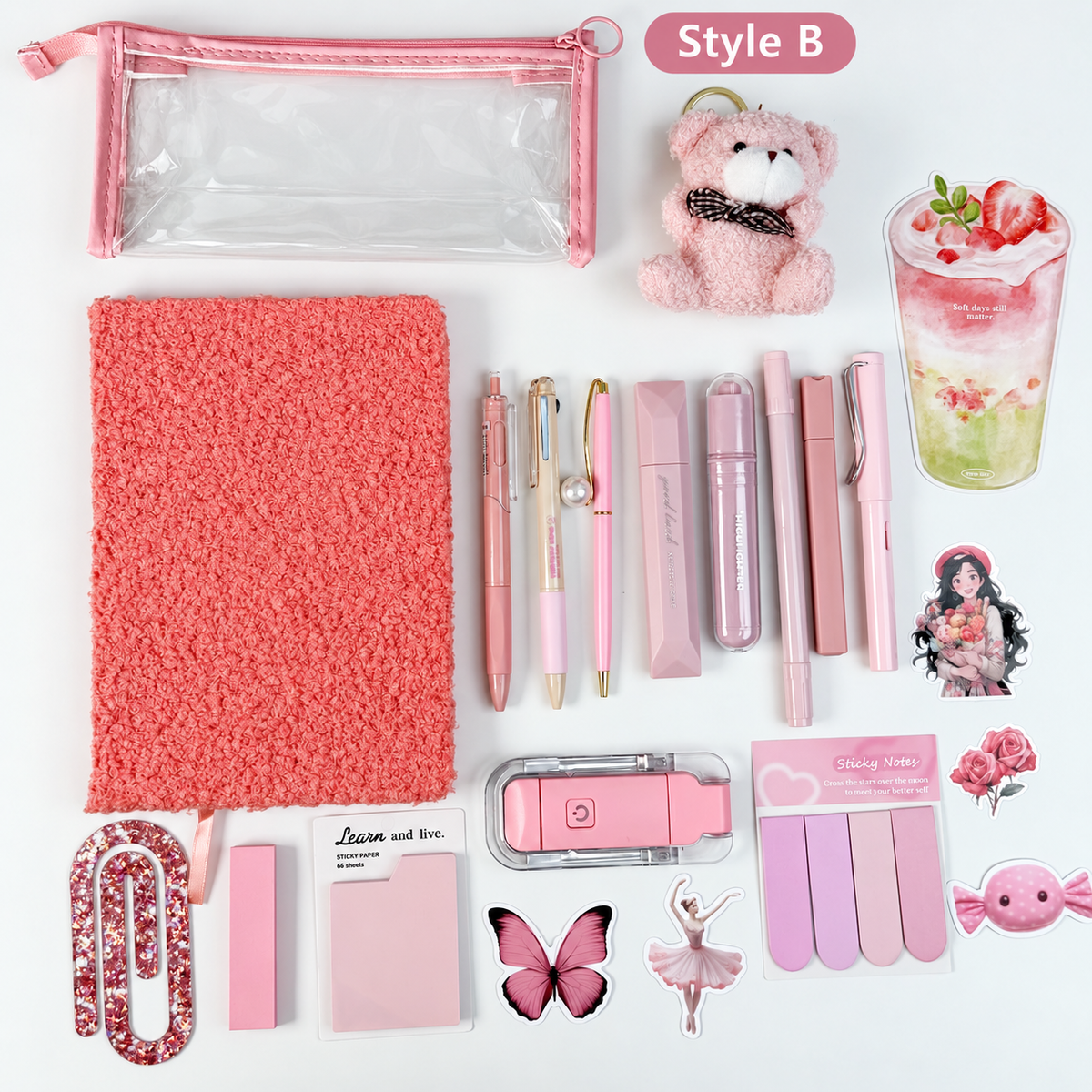 Pink Bouclé 🎀 Stationery Gift Bundle