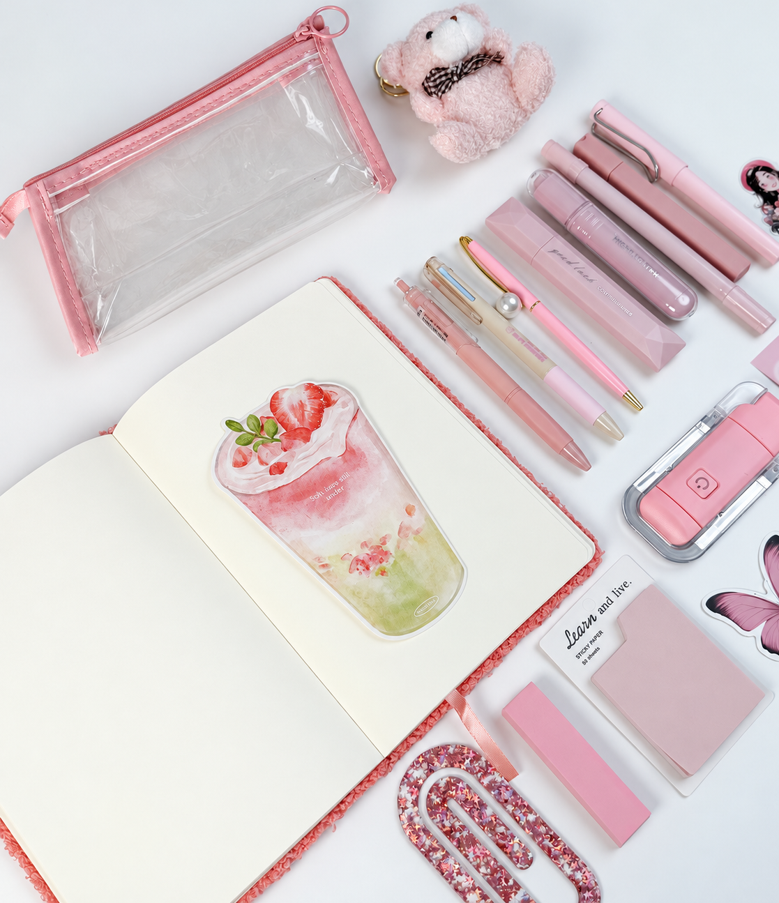 Pink Bouclé 🎀 Stationery Gift Bundle